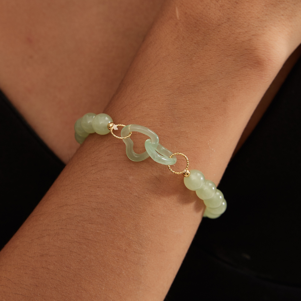 HEART JADE BRACELET (ADJUSTABLE)