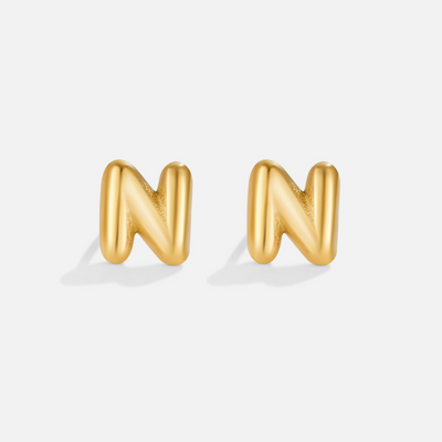 Gold Bubble Letter Earrings
