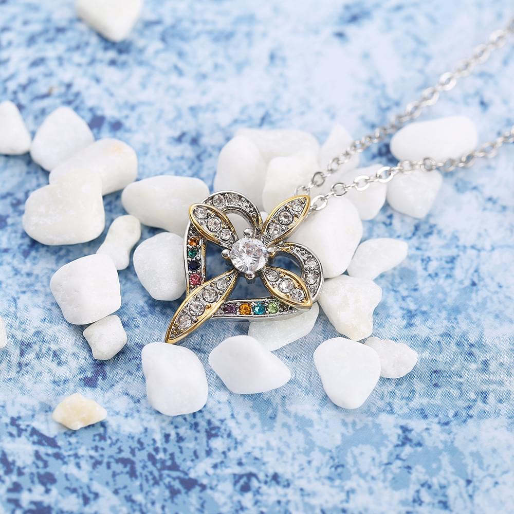 Zirconia Petal Cross Necklace