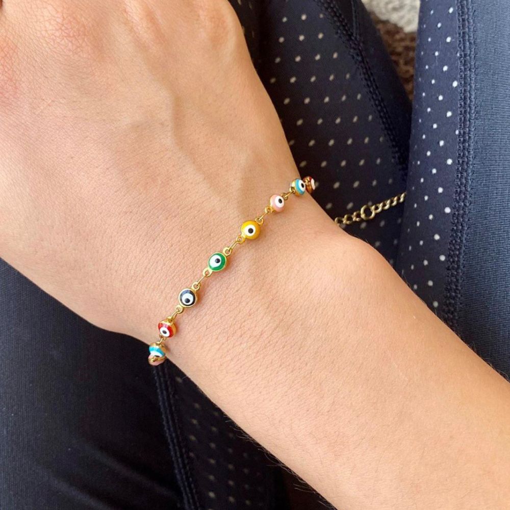 MULTICOLOR EVIL EYE BRACELET (ADJUSTABLE)