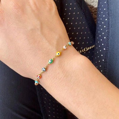 MULTICOLOR EVIL EYE BRACELET (ADJUSTABLE)