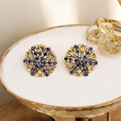 Handmade | 22K Gold Plated Earrings | Diamond Cut Zircon Judao | ZJ309