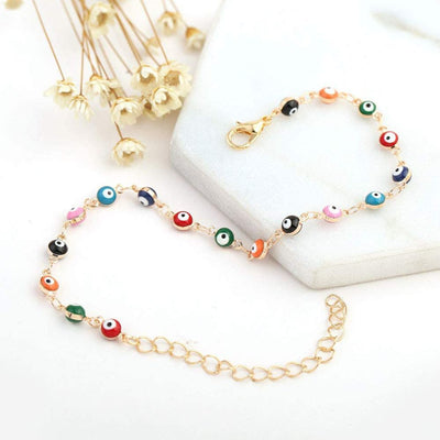 MULTICOLOR EVIL EYE BRACELET (ADJUSTABLE)