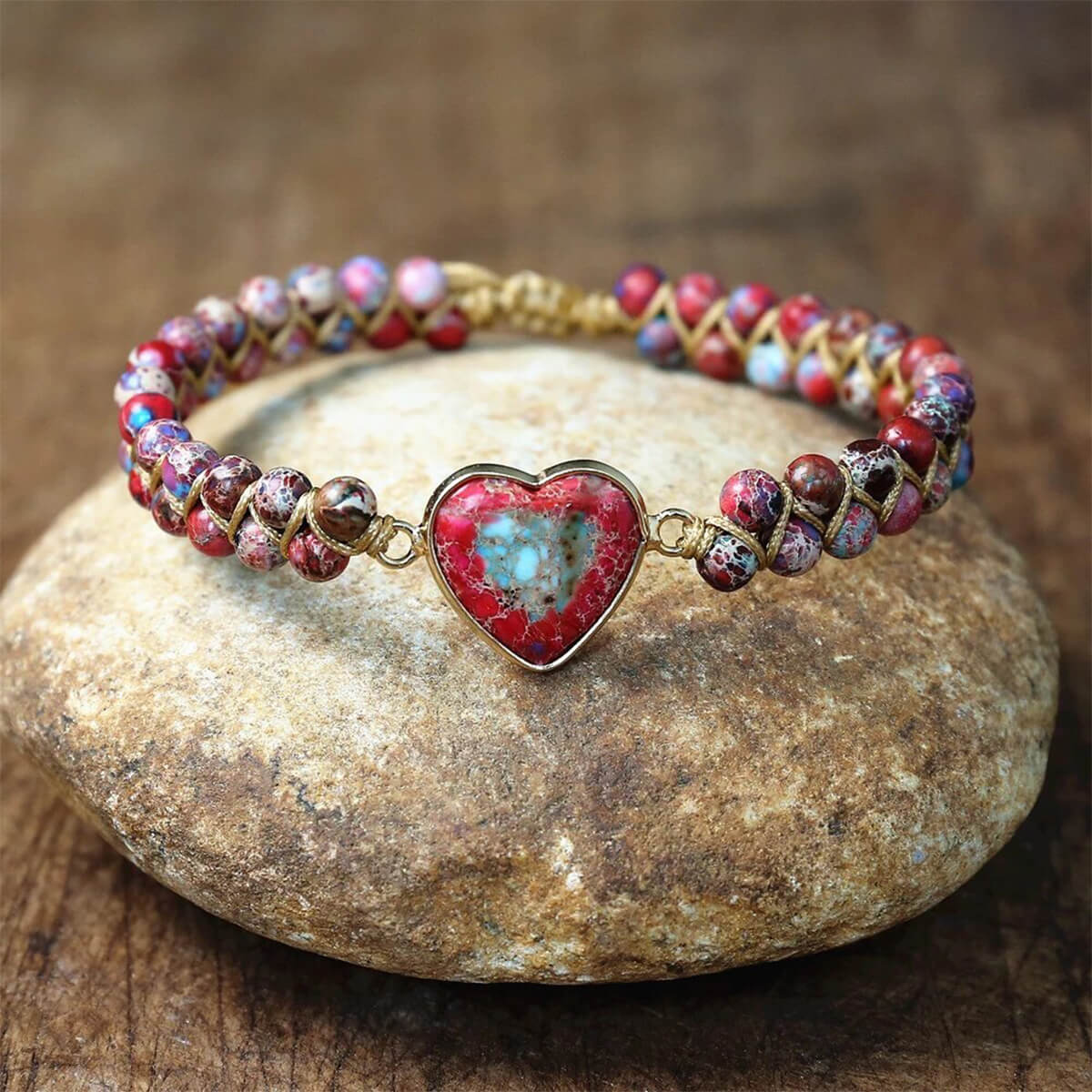BRAIDED HEART CHARM BRACELET (ADJUSTABLE)