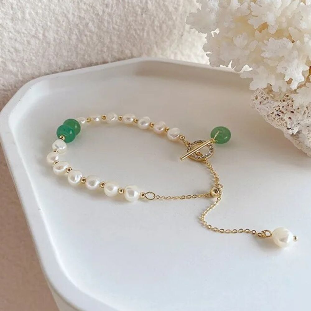 PEARL AVENTURINE BRACELET (ADJUSTABLE)