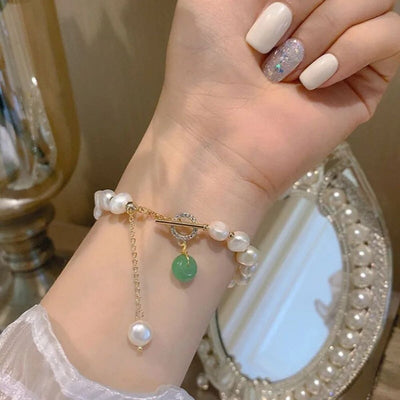 PEARL AVENTURINE BRACELET (ADJUSTABLE)