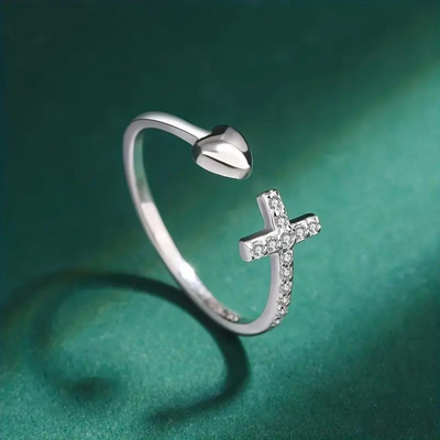 CHRISTIAN HEART RING (ADJUSTABLE)