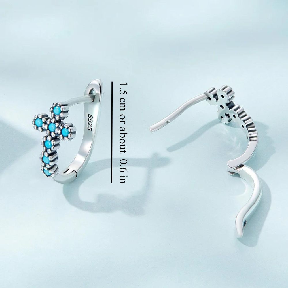 925 STERLING SILVER SACRED CROSS EARRINGS (PAIR)