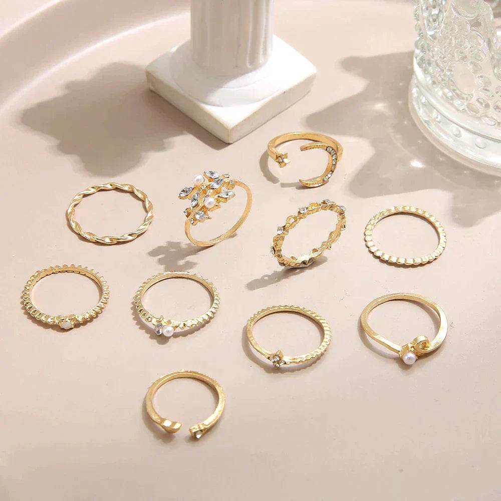 10 Pack of Bohemian Silver and Gold Plated Rings (BUY 1 GET 1 FREE)
