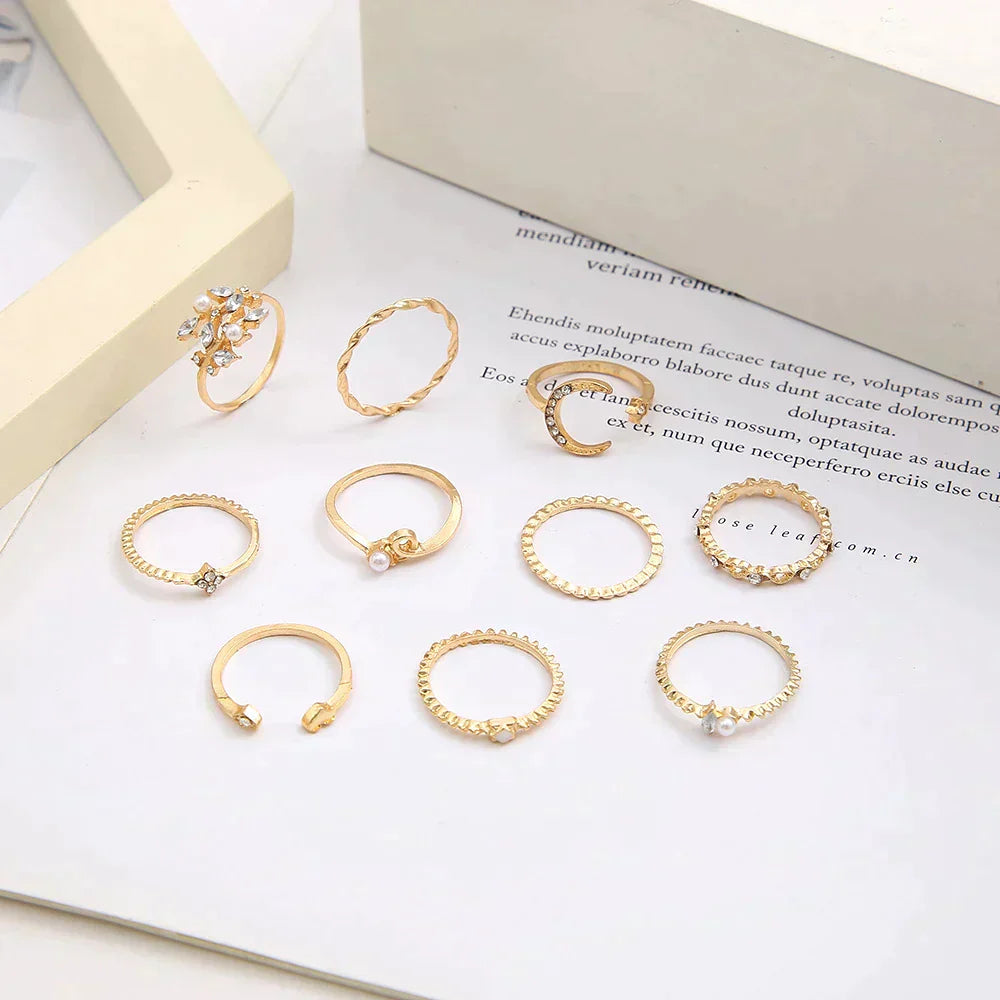 10 Pack of Bohemian Silver and Gold Plated Rings (BUY 1 GET 1 FREE)