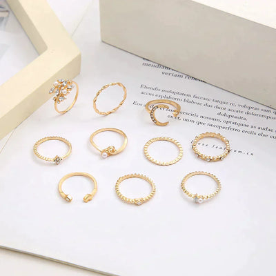 10 Pack of Bohemian Silver and Gold Plated Rings (BUY 1 GET 1 FREE)