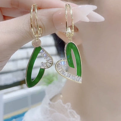 Viridian Heart Earrings