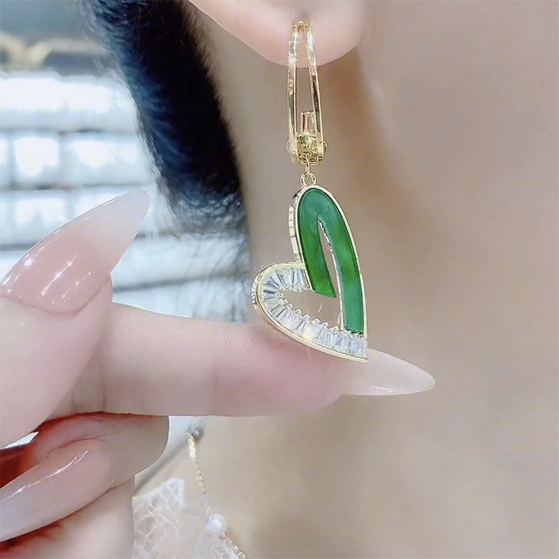 Viridian Heart Earrings