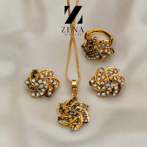 Handmade | 22K Gold Plated | Diamond Cut Zircon Judao Locket Set | ZJ101