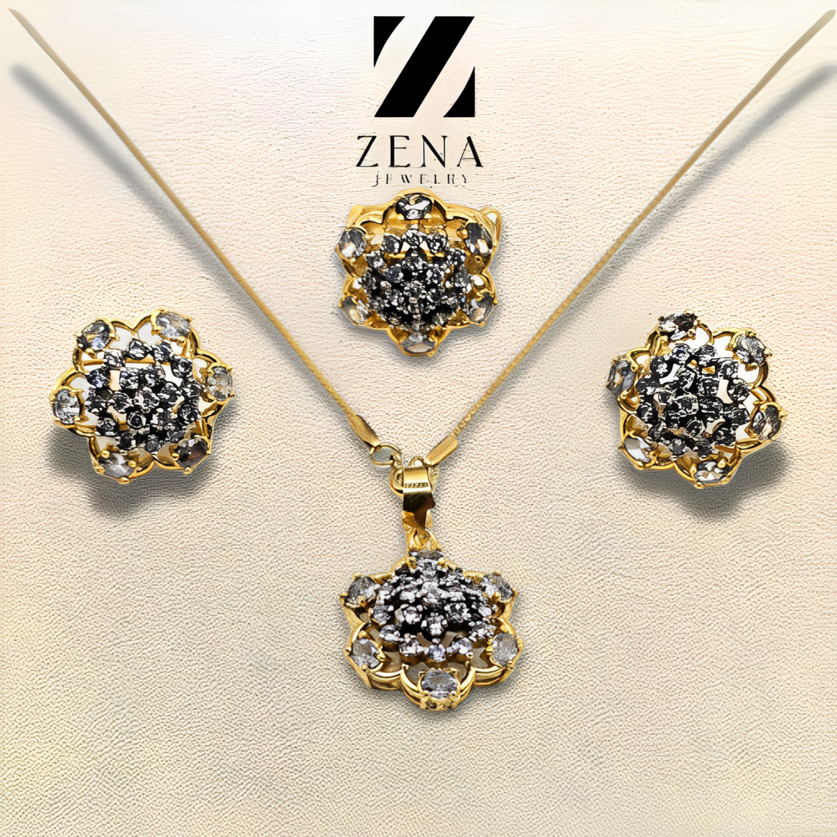 Handmade | 22K Gold Plated | Diamond Cut Zircon Judao Locket Set | ZJ124