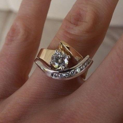 Vintage Irregular Gold & Silver Zirconia Ring (BUY 1 GET 1 FREE)