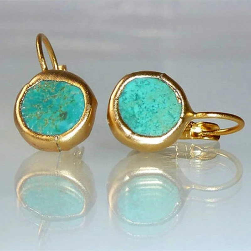 Gold Earrings with Turquoise Stone (BUY 1 GET 1 FREE)