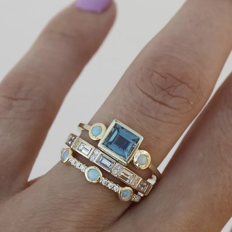 Vintage Blue Crystal Ring Set (BUY 1 GET 1 FREE)