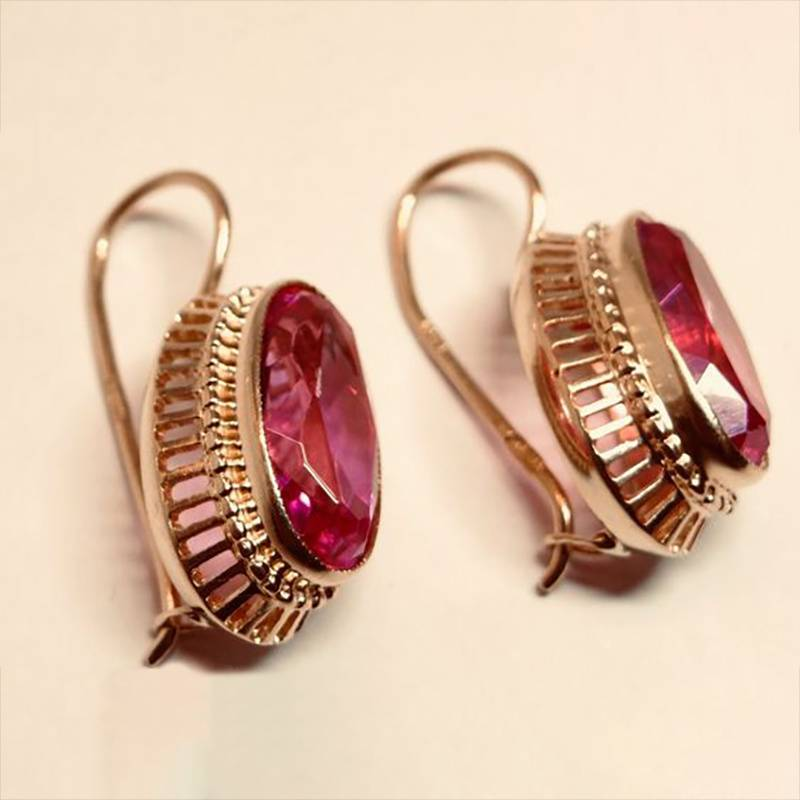 Vintage Red Crystal Rose Gold Earrings (BUY 1 GET 1 FREE)