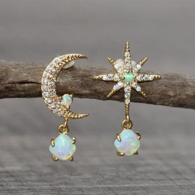 Star and Moon Pearl Earrings