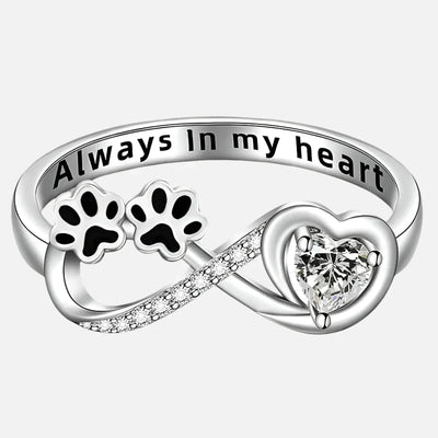 Maggie -Pfotenring with heart & infinity symbol | Silver