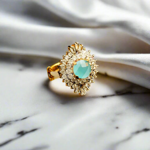 Handmade | 22K Gold Plated Ring | Diamond Cut Zircon Judao Ring | ZJ201