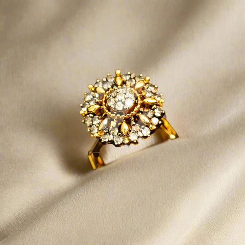 Handmade | 22K Gold Plated Ring | Diamond Cut Zircon Judao Ring | ZJ204