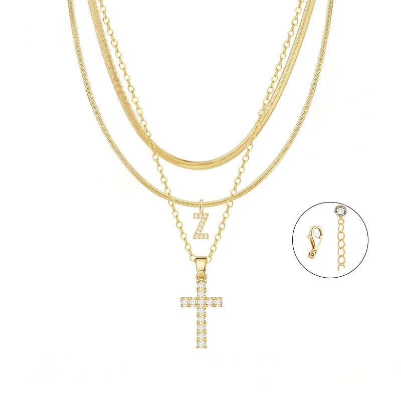 Gold Cross Initial Set