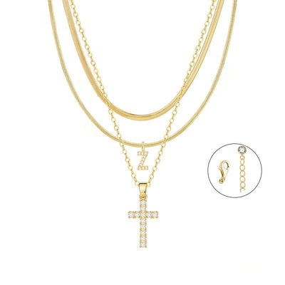Gold Cross Initial Set